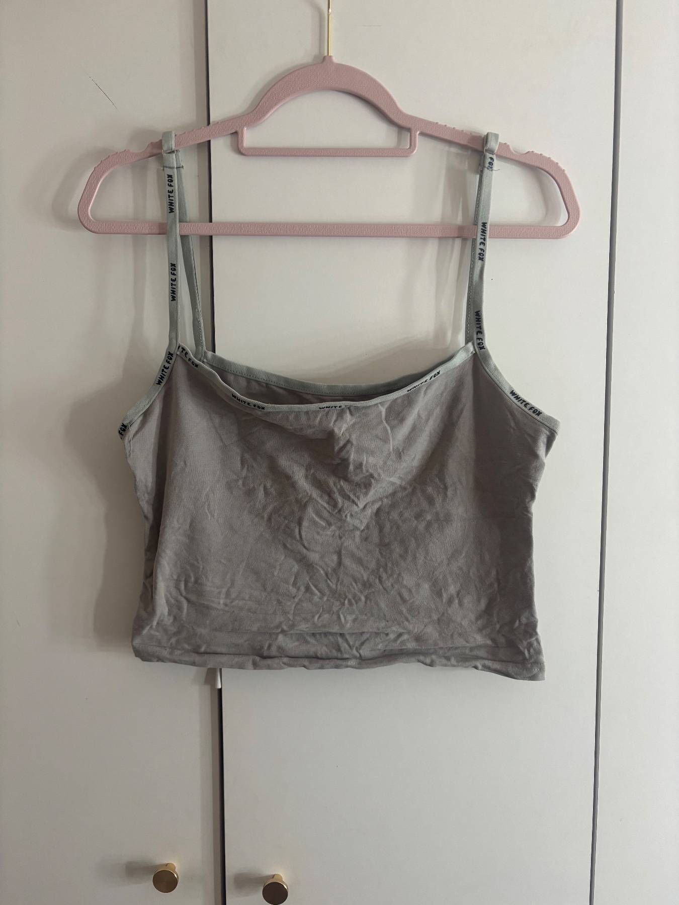 Grey ‘White Fox’ Strappy Vest Top