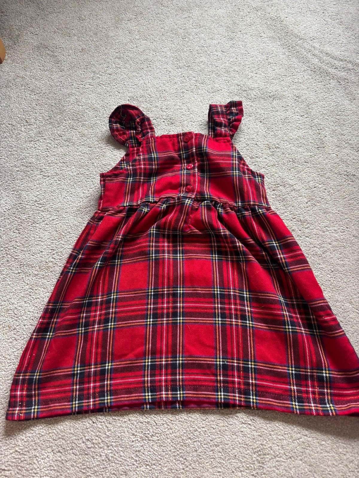 Girls Red and Green Checkered Dress Age 3-4 Years