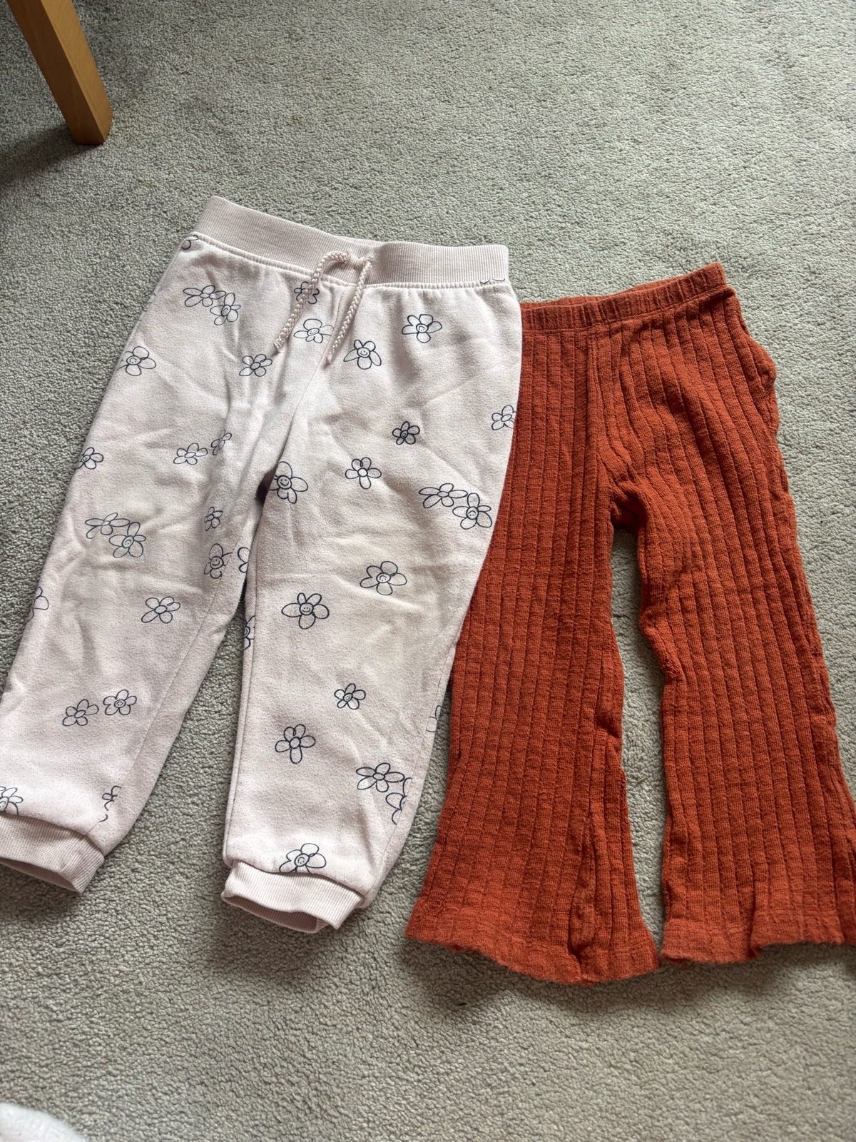 2 Pairs of Girls Trousers, Flares and Joggers Size 24-36 Months