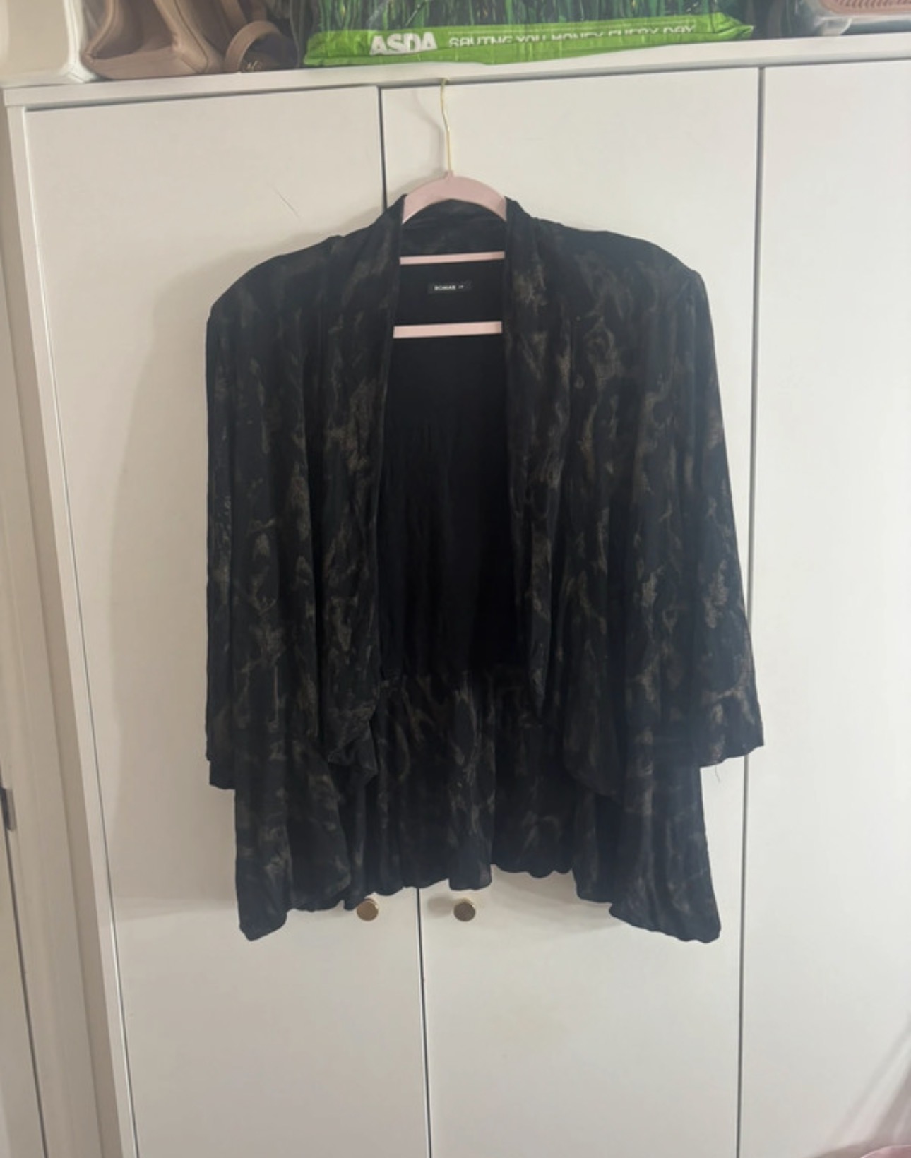 Women’s Roman Brown and Black Print Padded Cardigan Over Jacket Size 20