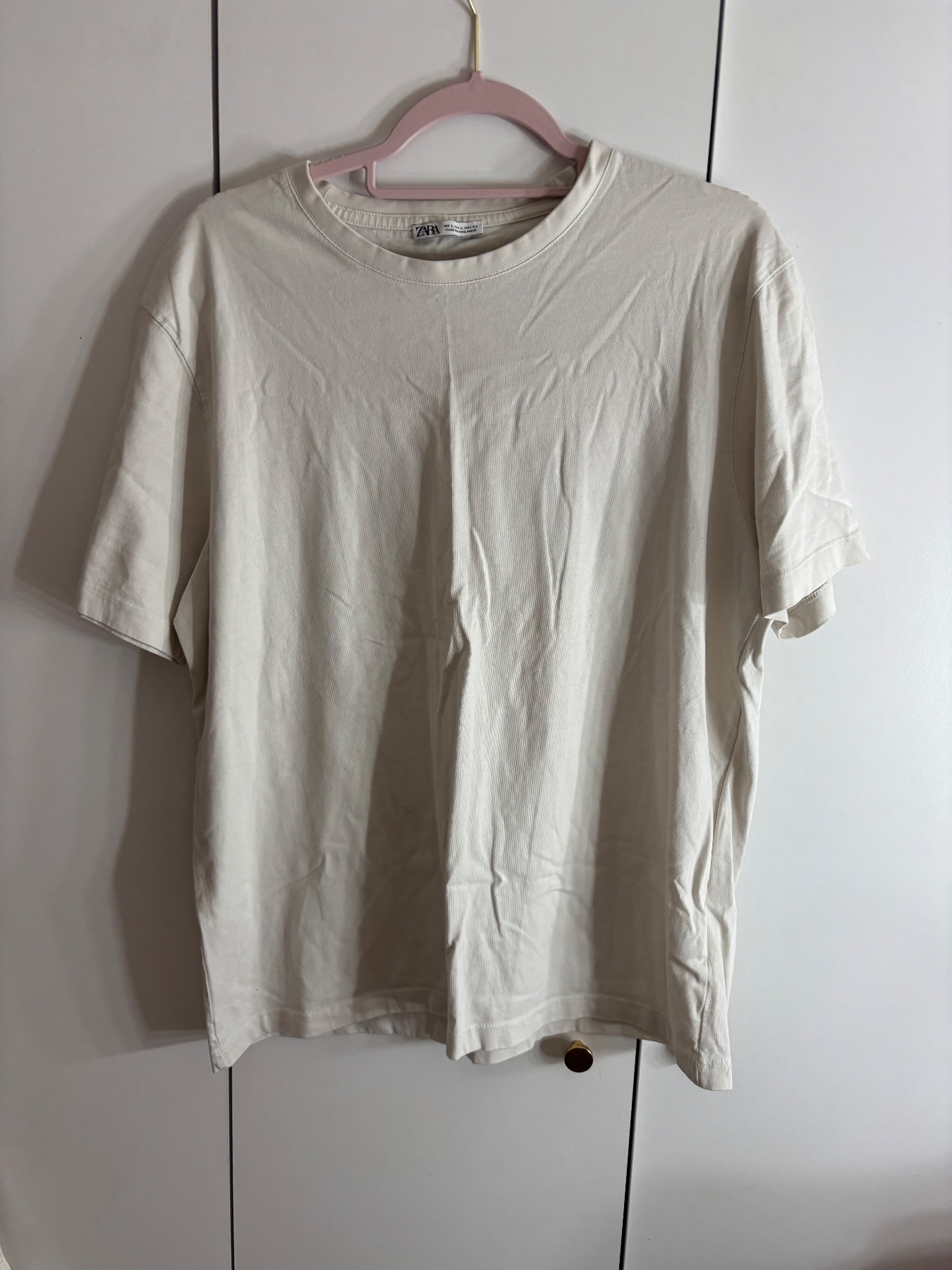 White Regular Fit Short Sleeve Zara Men’s T-Shirt Size Large