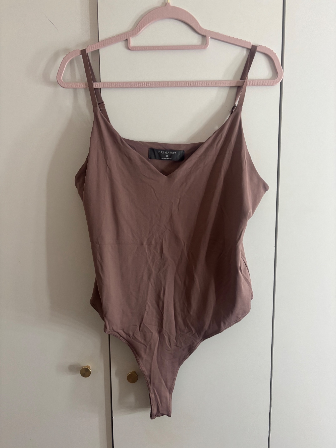 Brown Mauve V Neck Popper Bodysuit Size XL Primark Like New