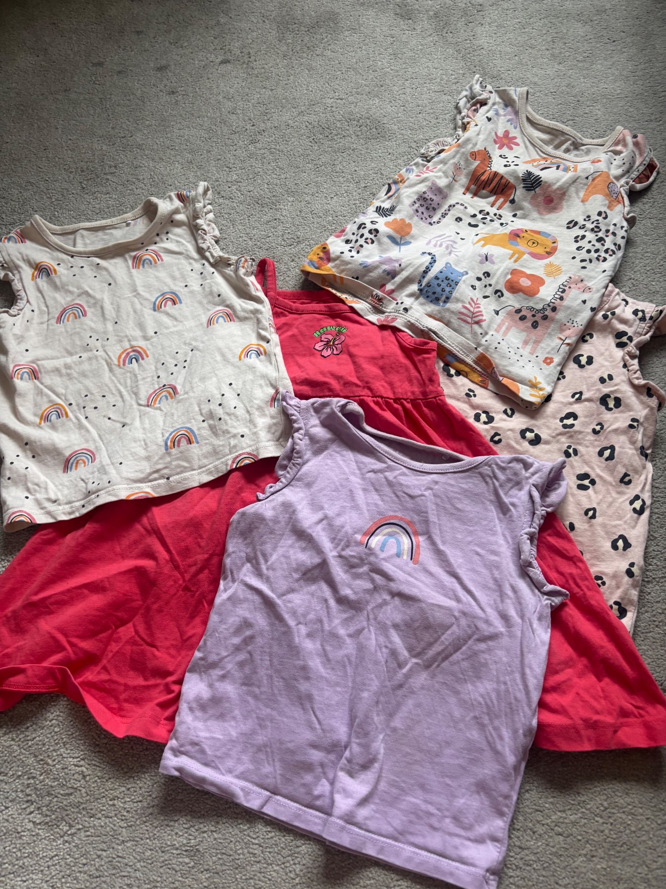 Girls Pink Flower Patterned Summer Tops Bindle Size 1.5-2 Years