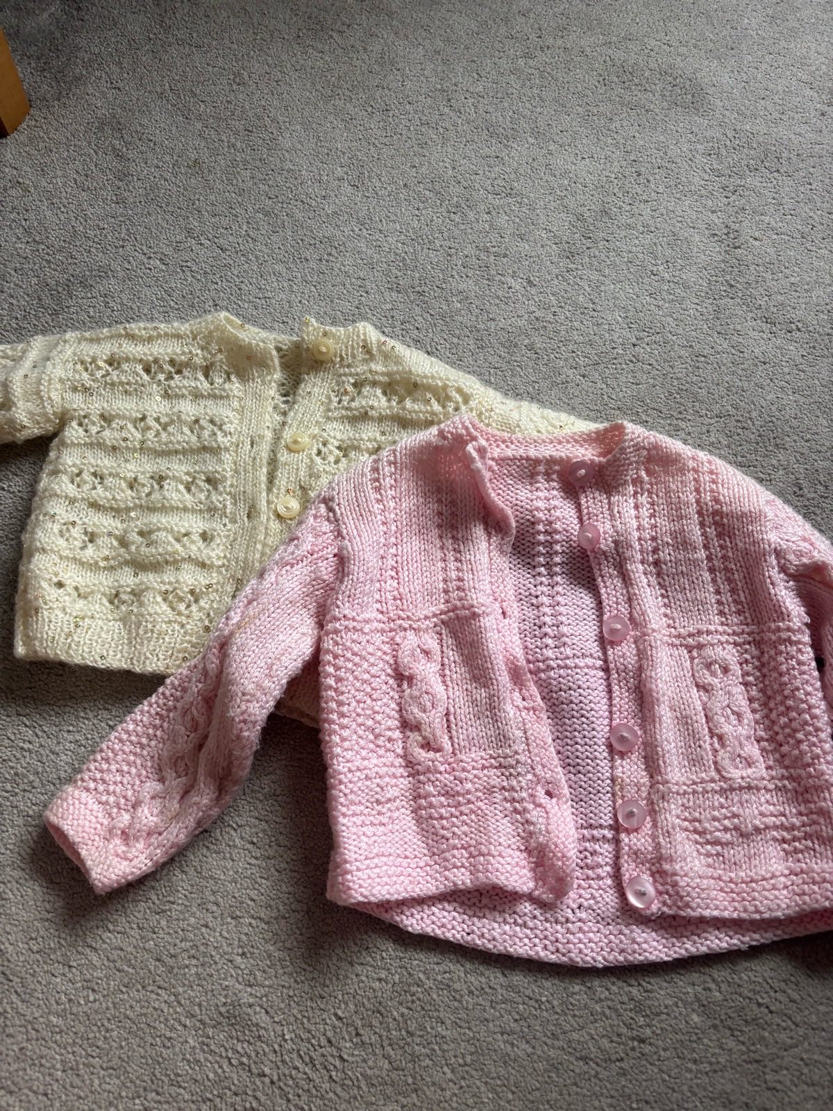 Girls Knitted Cardigans Yellow and Pink Glitter