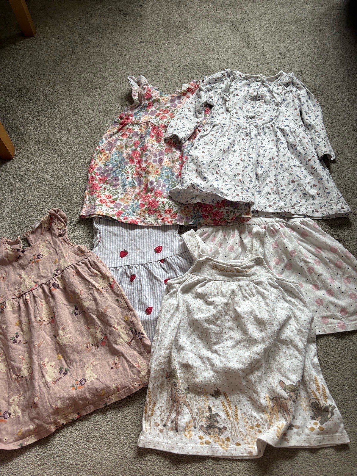 Bundle of Girls Summer Disney Printed Dresses Size 9-12 Months
