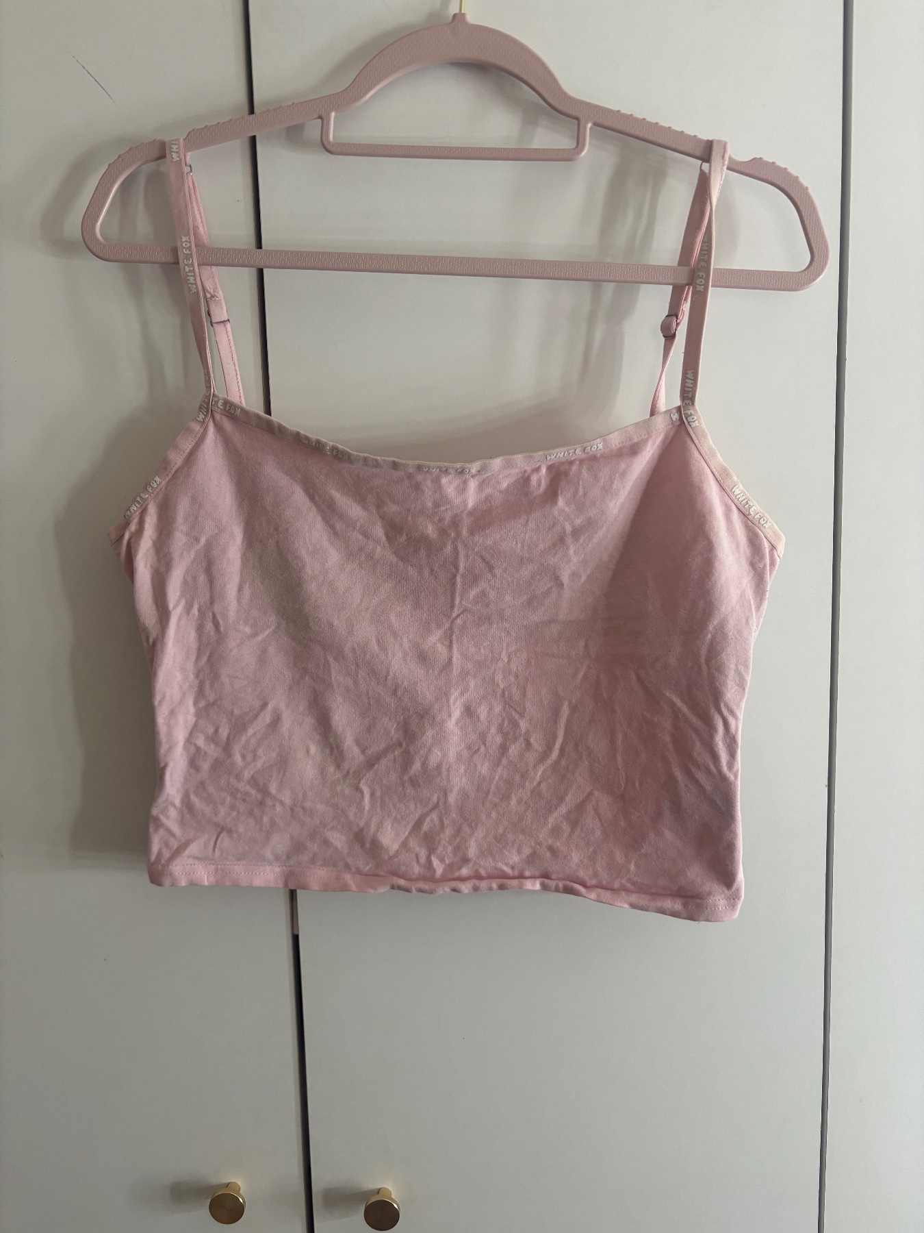 Pink ‘White Fox’ Strappy Vest Top
