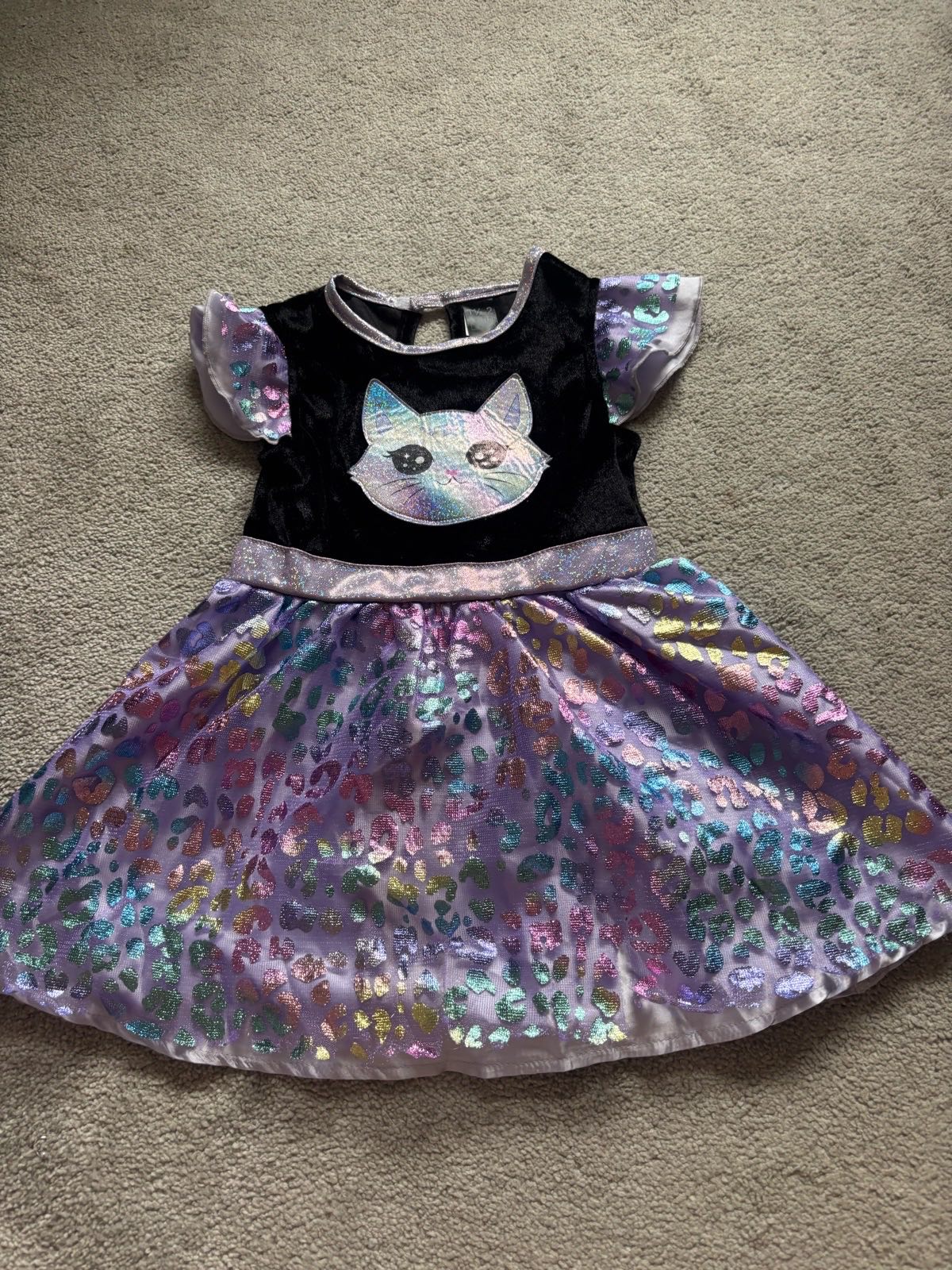 Girls Black and Purple Halloween Cat Dress Size 1.5-2 Years