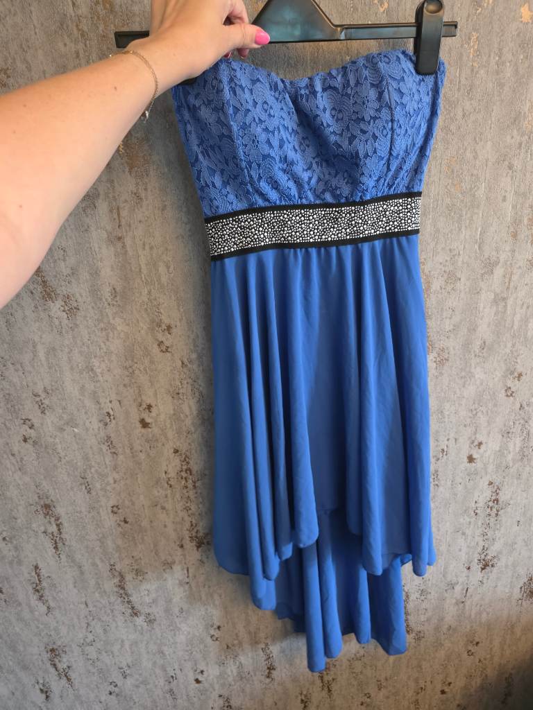 Y2k Prodotto Italia Blue Strapless Dress Dipped Hem Size 8