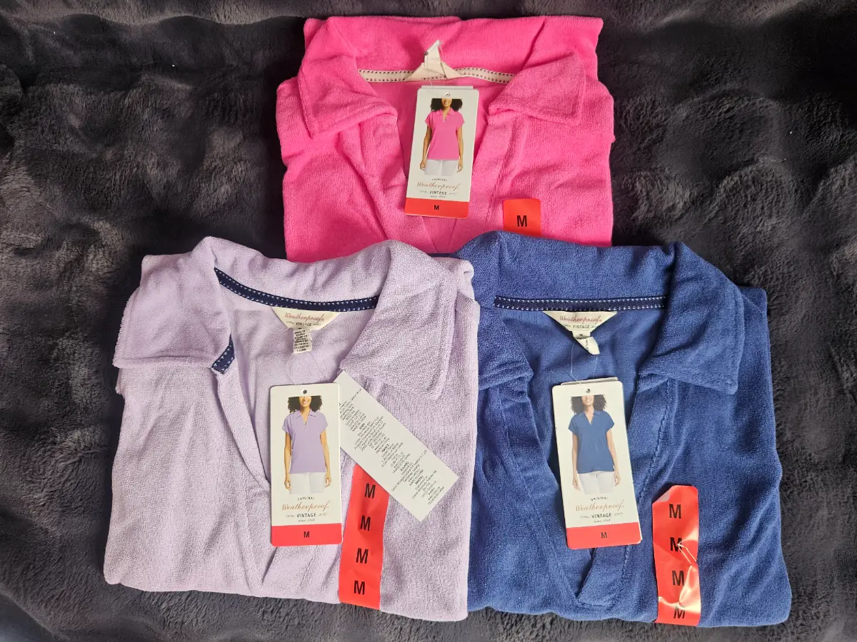Terry Towel t shirt Top Towelling Shirt x 3 beach outfit Weatherproof Vintage