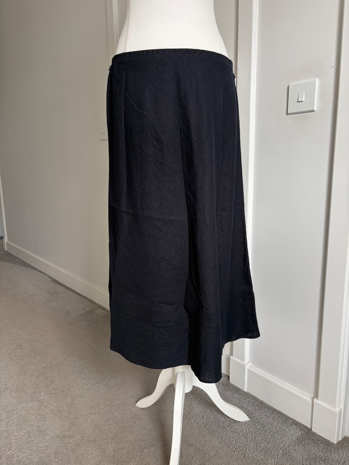 M&S Navy Linen Blend Midi Skirt Size 12 – Summer Boho Minimalist