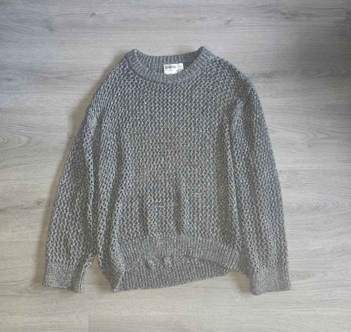 Primark x Rita Ora – Metallic Silver Open-Knit Mesh Jumper