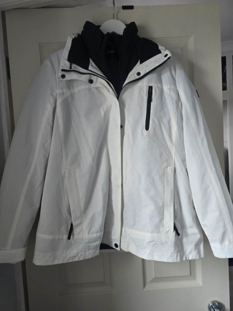 Calvin Klein White & Black Double Layered Coat