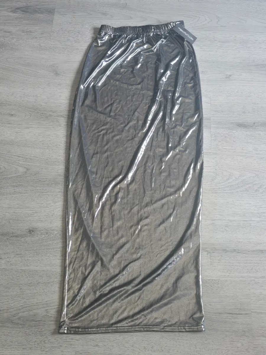 Sliver Shiny Satin-Effect Maxi Skirt