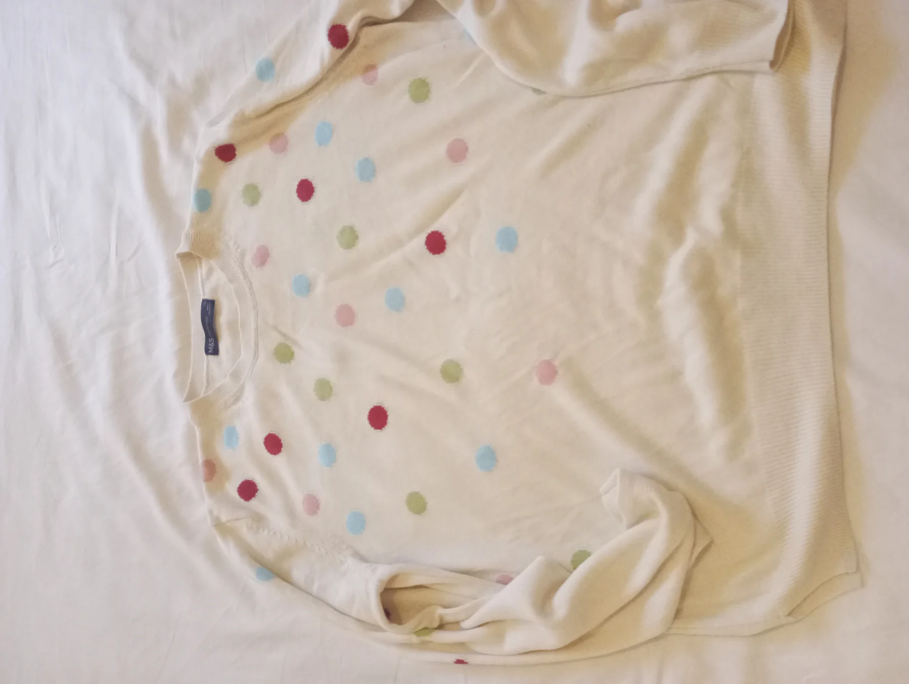 Marks and Spencer cream multi coloured spotty jumper size 12