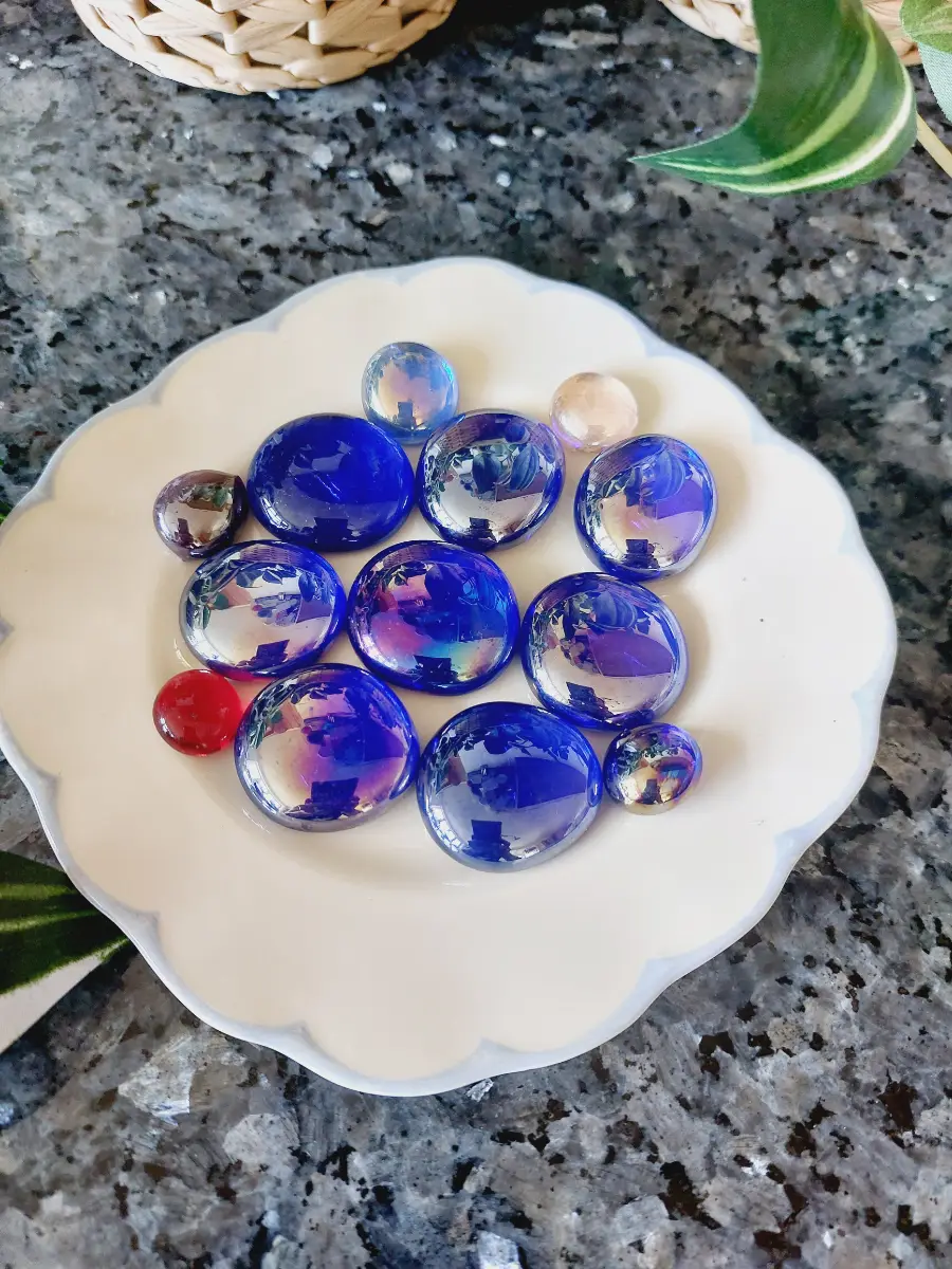 Mixed Iridescent Glass Pebbles – Blue & Multi-Coloured