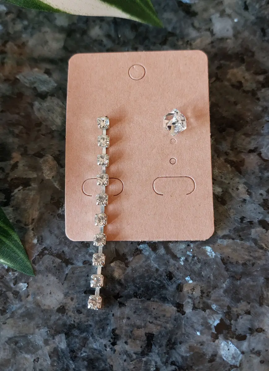 Vintage diamante assymetric statement earrings with  sparkly crystals