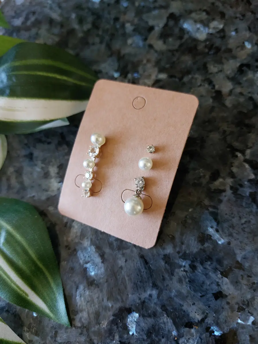 Four Mix & Match Mis-matched Faux Pearl And Diamante Single Earrings
