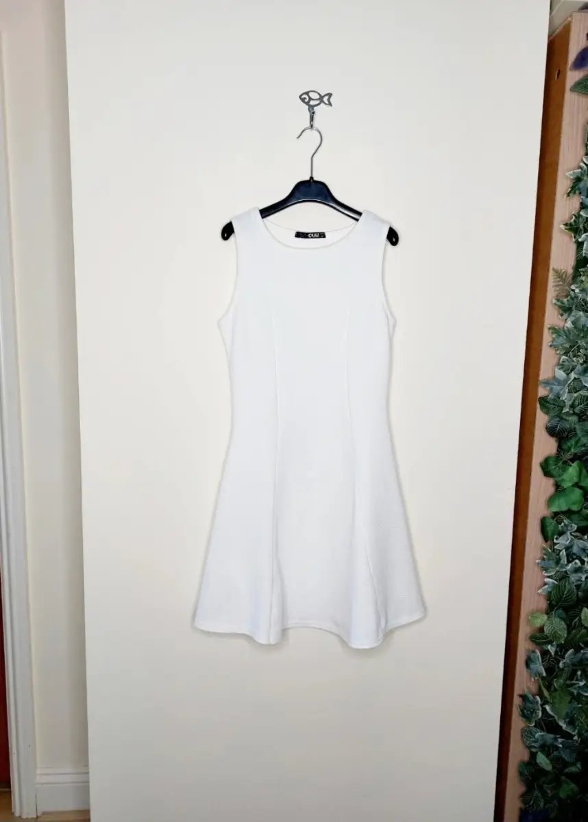 Quiz pale cream summer skater dress size 10