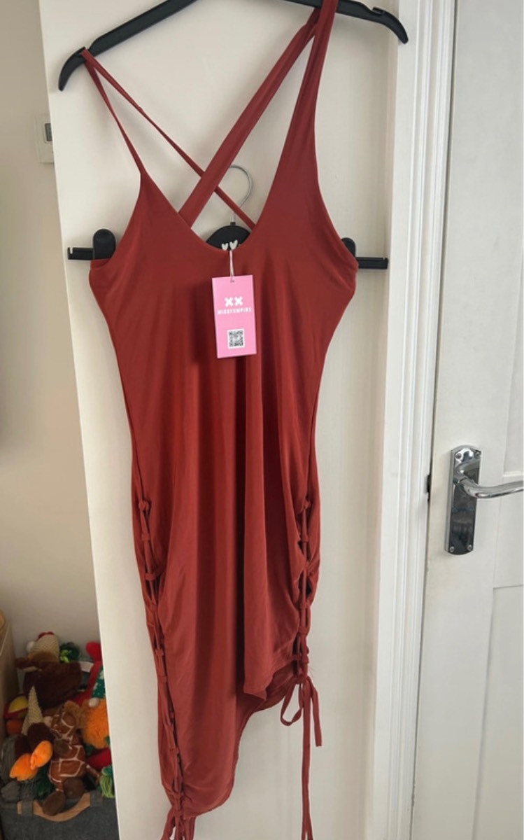 Midi Dress with Lace Up Side Detail