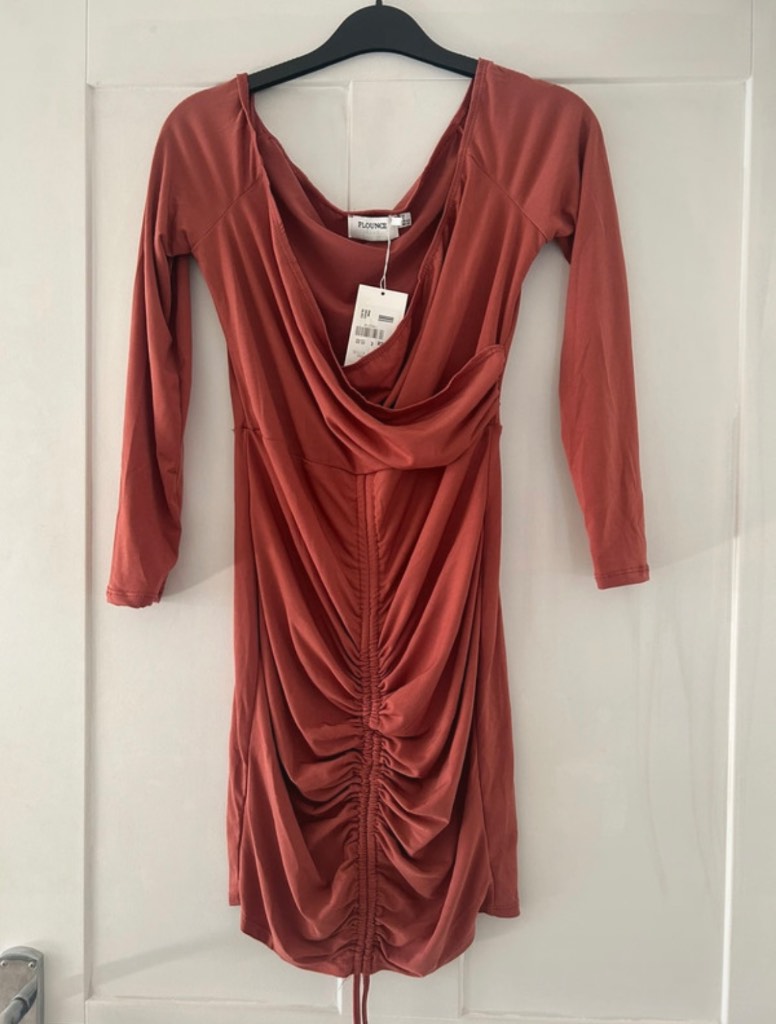 Long Sleeve Bodycon Dress with Rouch design