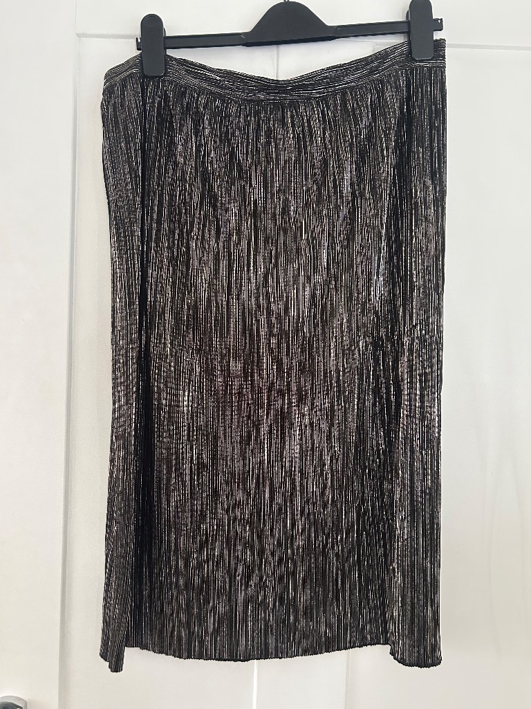 Warehouse Metallic Plisse Skirt