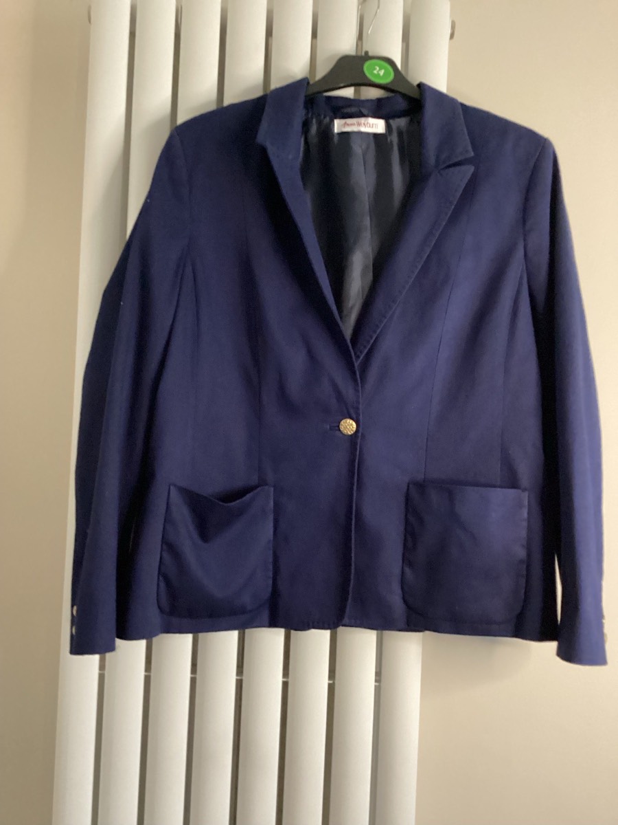 Anne Weyburn Women's UK24 Navy Blue Single Button Blazer Jacket Good Cond.