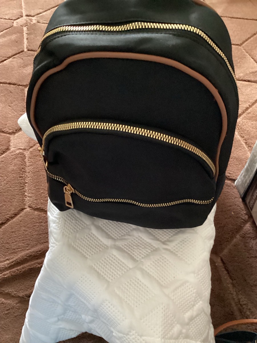 Nicole Brown Small Black and Tan Zipped Backpack 12”X 9”X 3” New with Tags