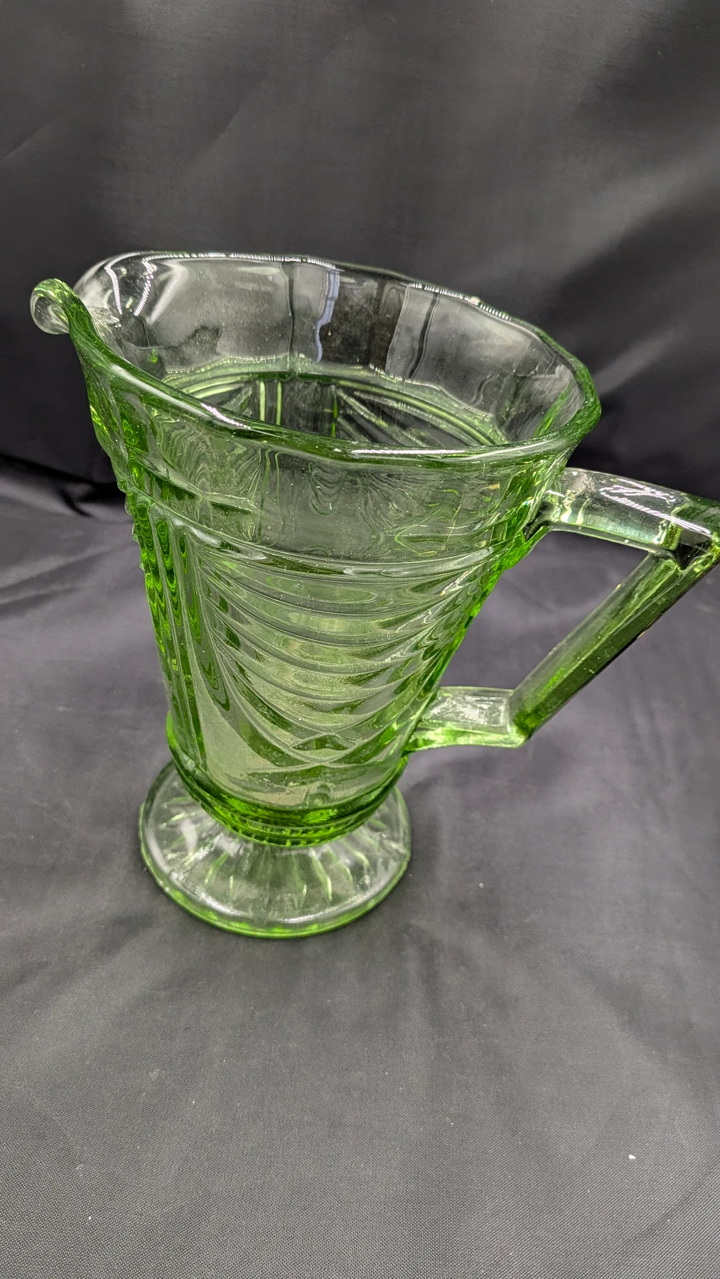 Vintage art deco green glass pitcher jug
