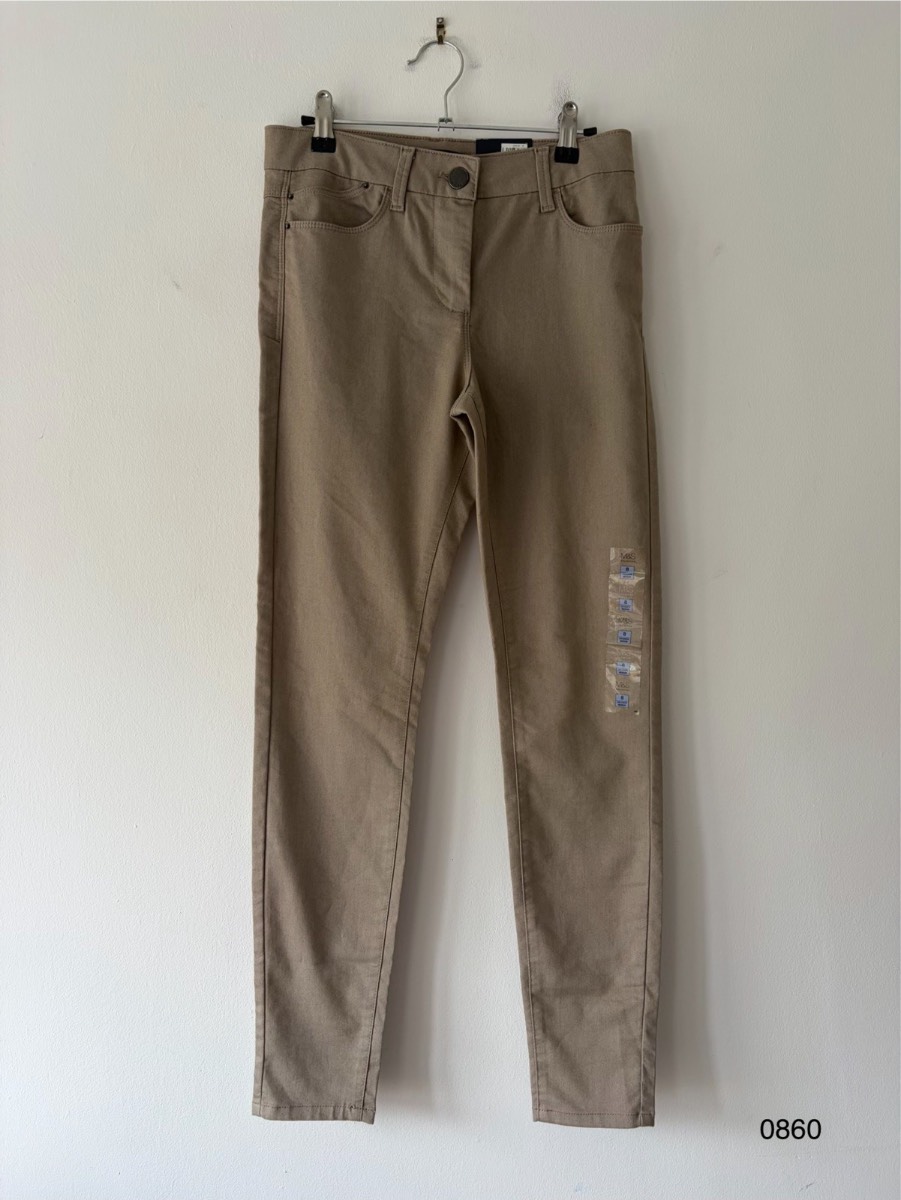 M&S Collection Jeggings UK 8 Medium Leg Biscuit Beige Stretch Skinny Trousers BNWT
