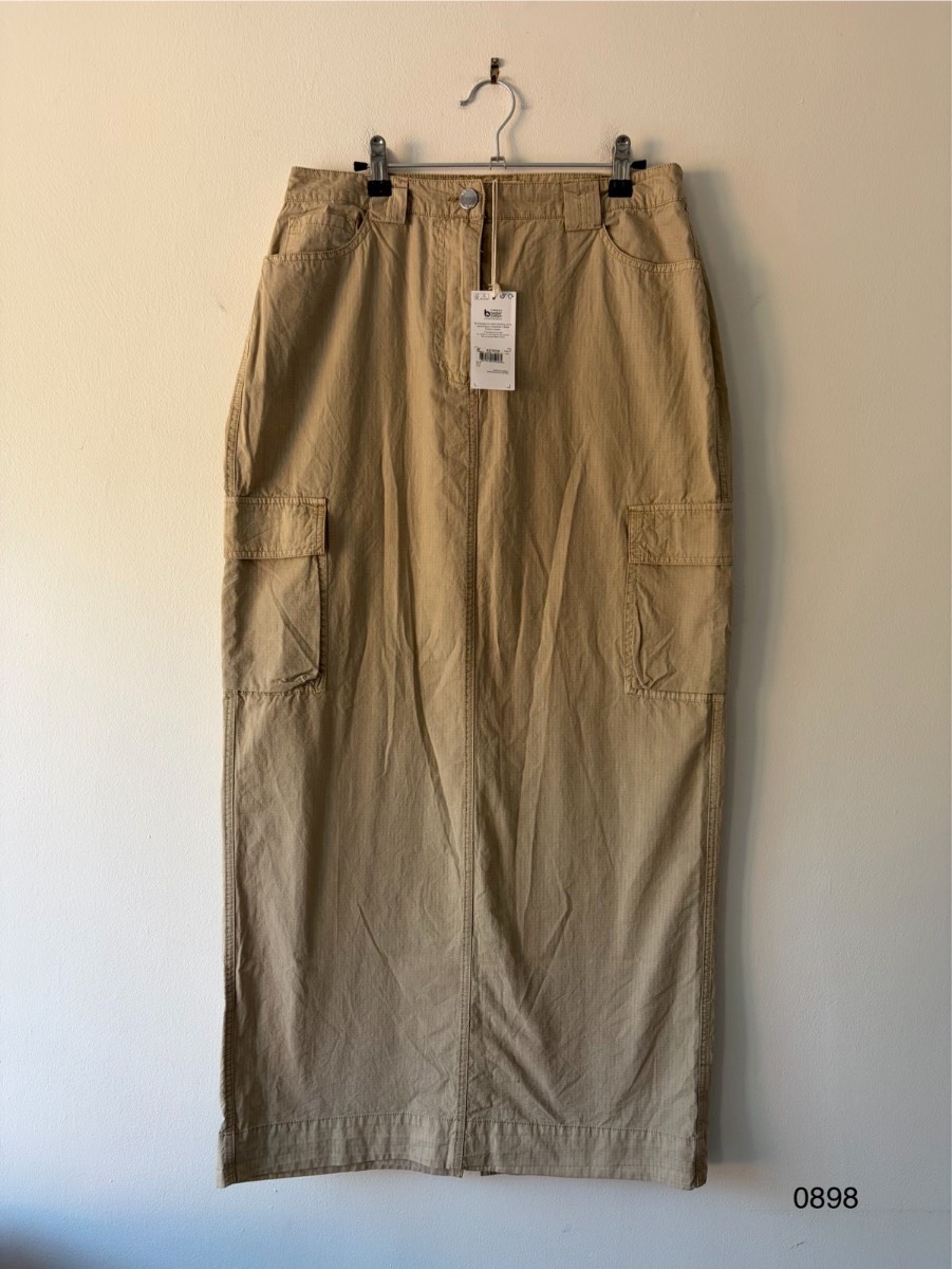 Next Beige Cargo Maxi Skirt UK 12 Tall Ripstop Cotton Utility BNWT