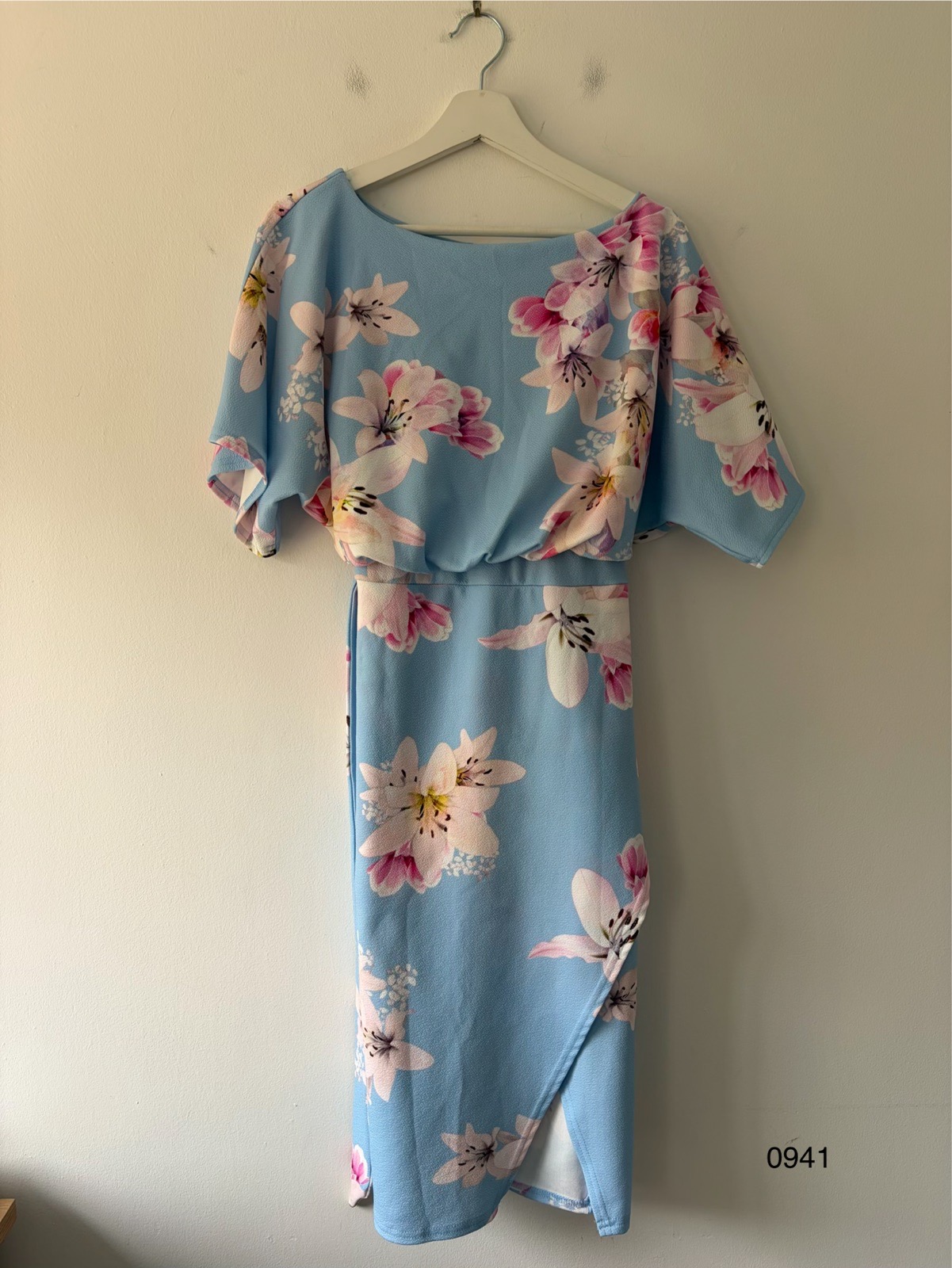 Quiz Blue Floral Midi Dress – Size 14