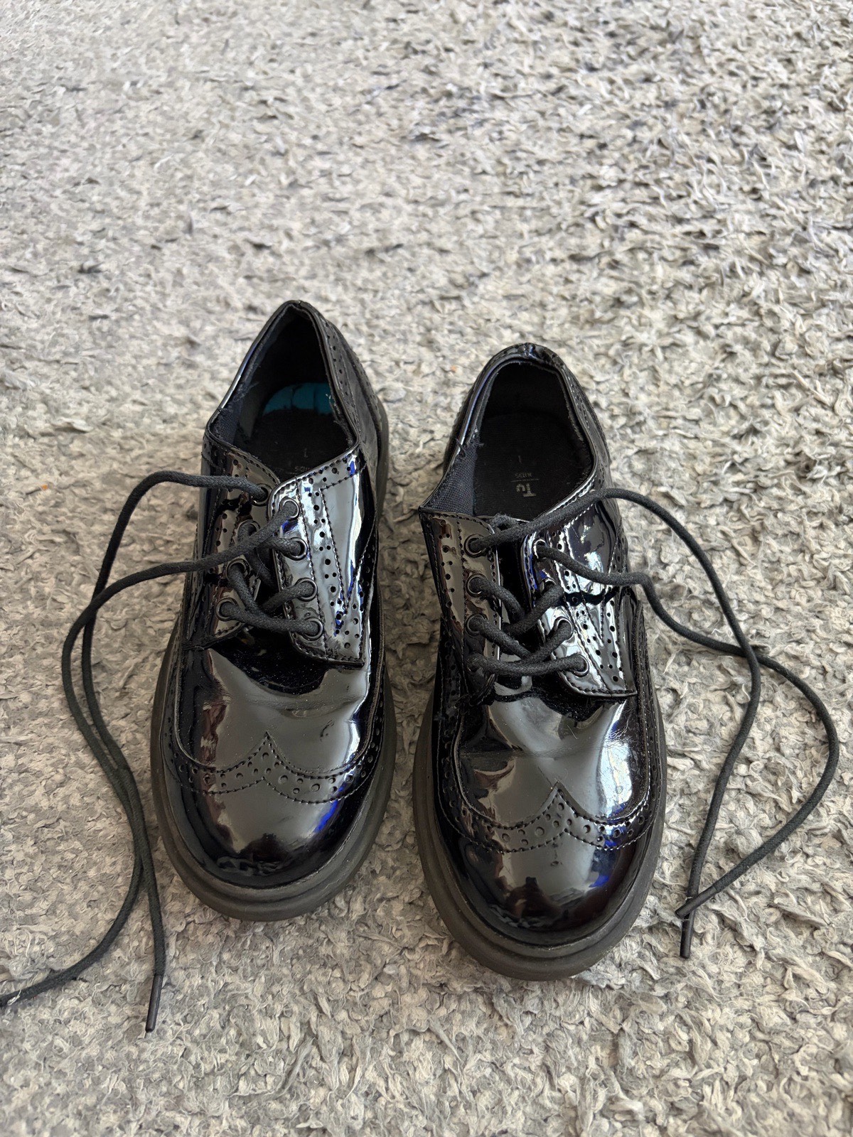 TU Black Patent Brogue Lace\-Up Shoes – Size 1