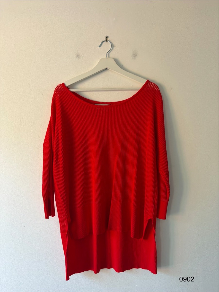FWM by Fenn Wright Manson Red Open Knit Oversized Jumper Size L