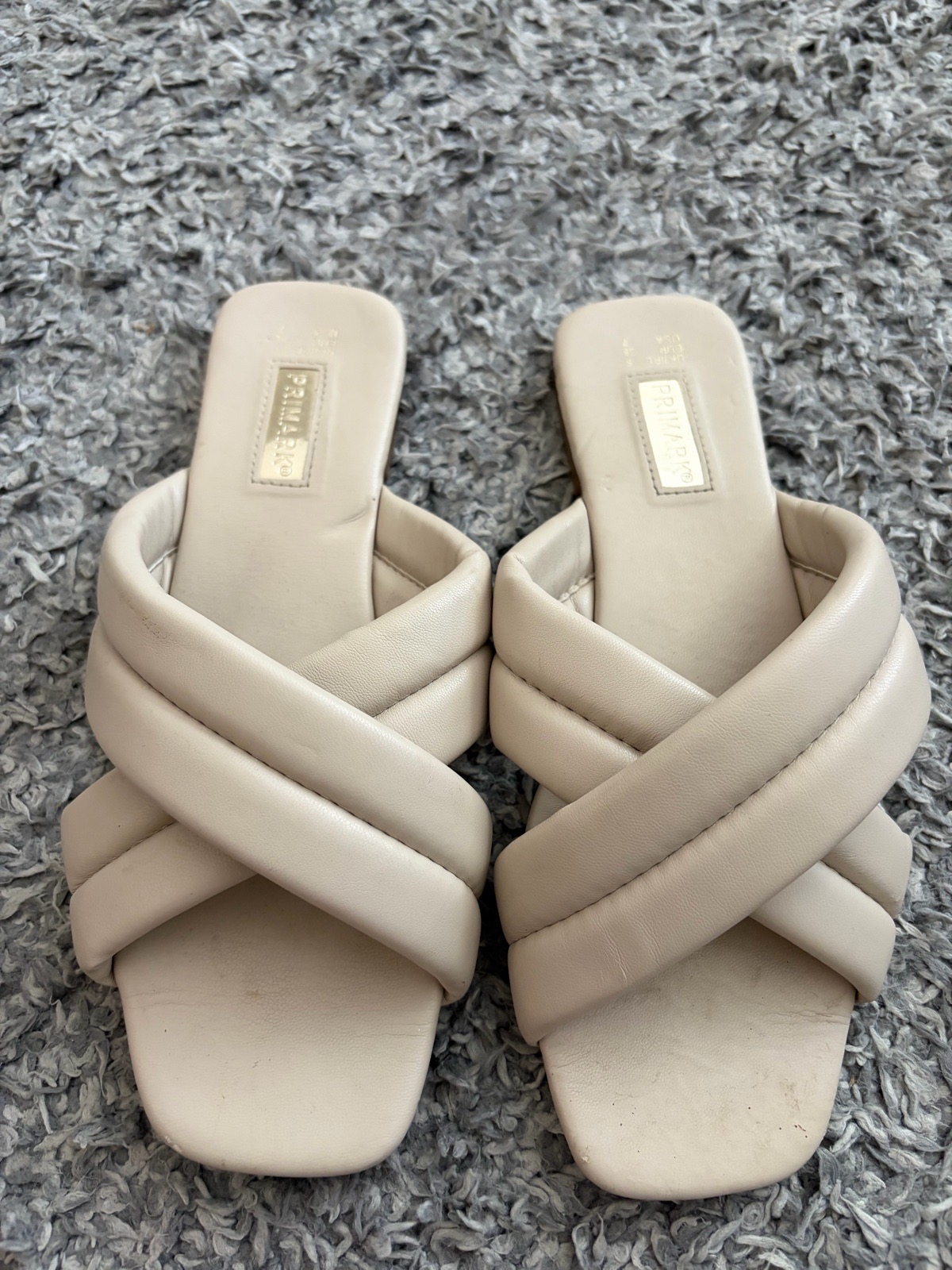 Primark Cream Padded Cross Strap Mule Sandals – Size UK 5 / EU 38
