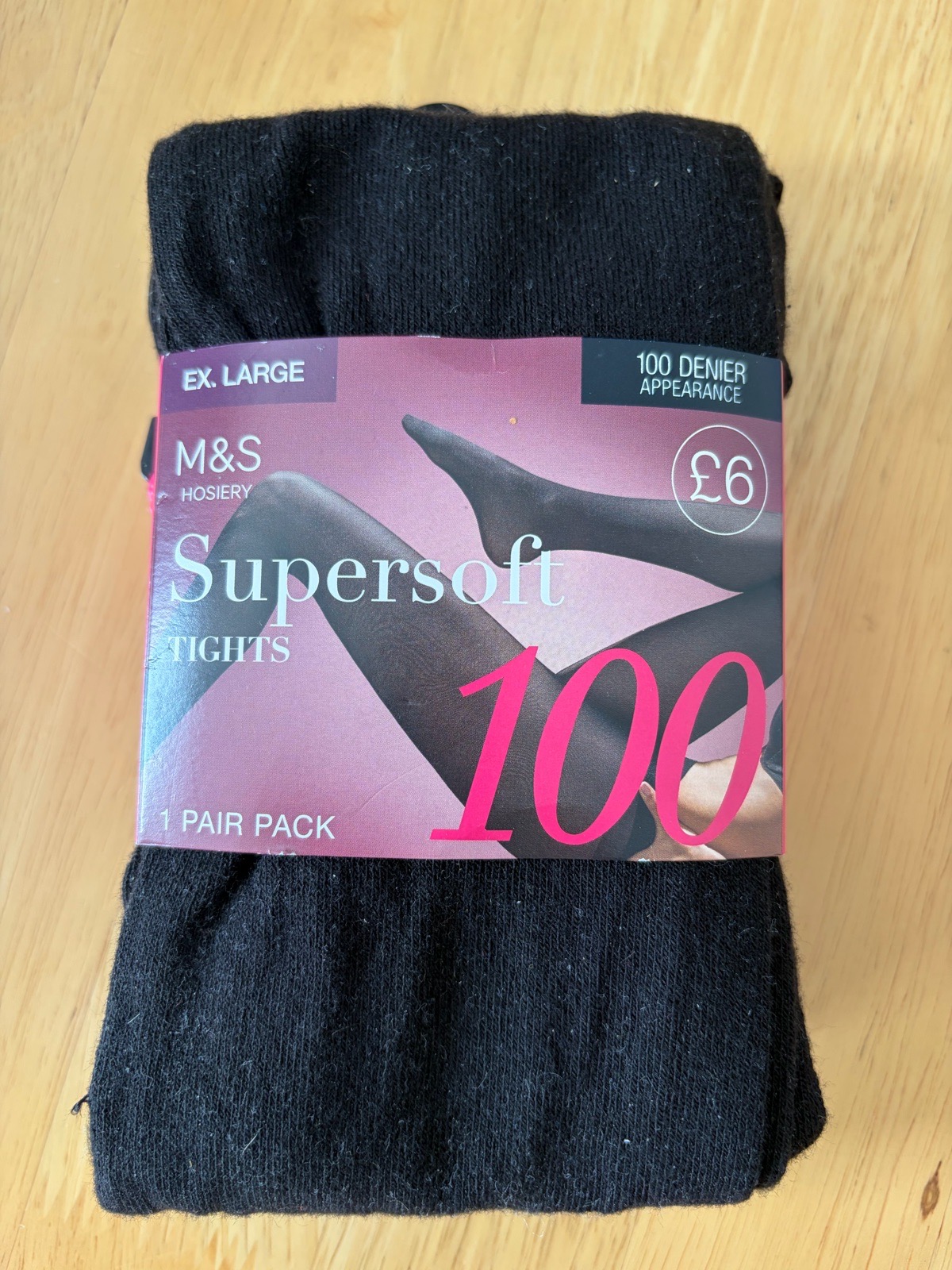 M&S Supersoft 100 Denier Black Tights – XL – New