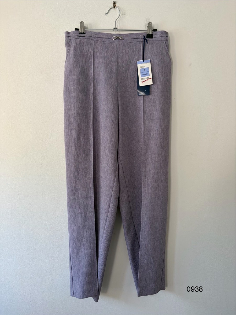 M&S Classic Easy Care Textured Trousers UK 8 Short Lilac/Violet BNWT