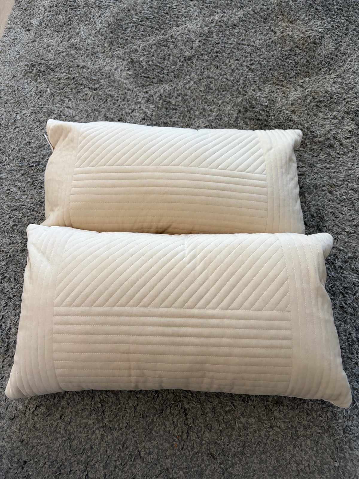 Aphorism Cream Quilted Pillows & Covers – Set of 2