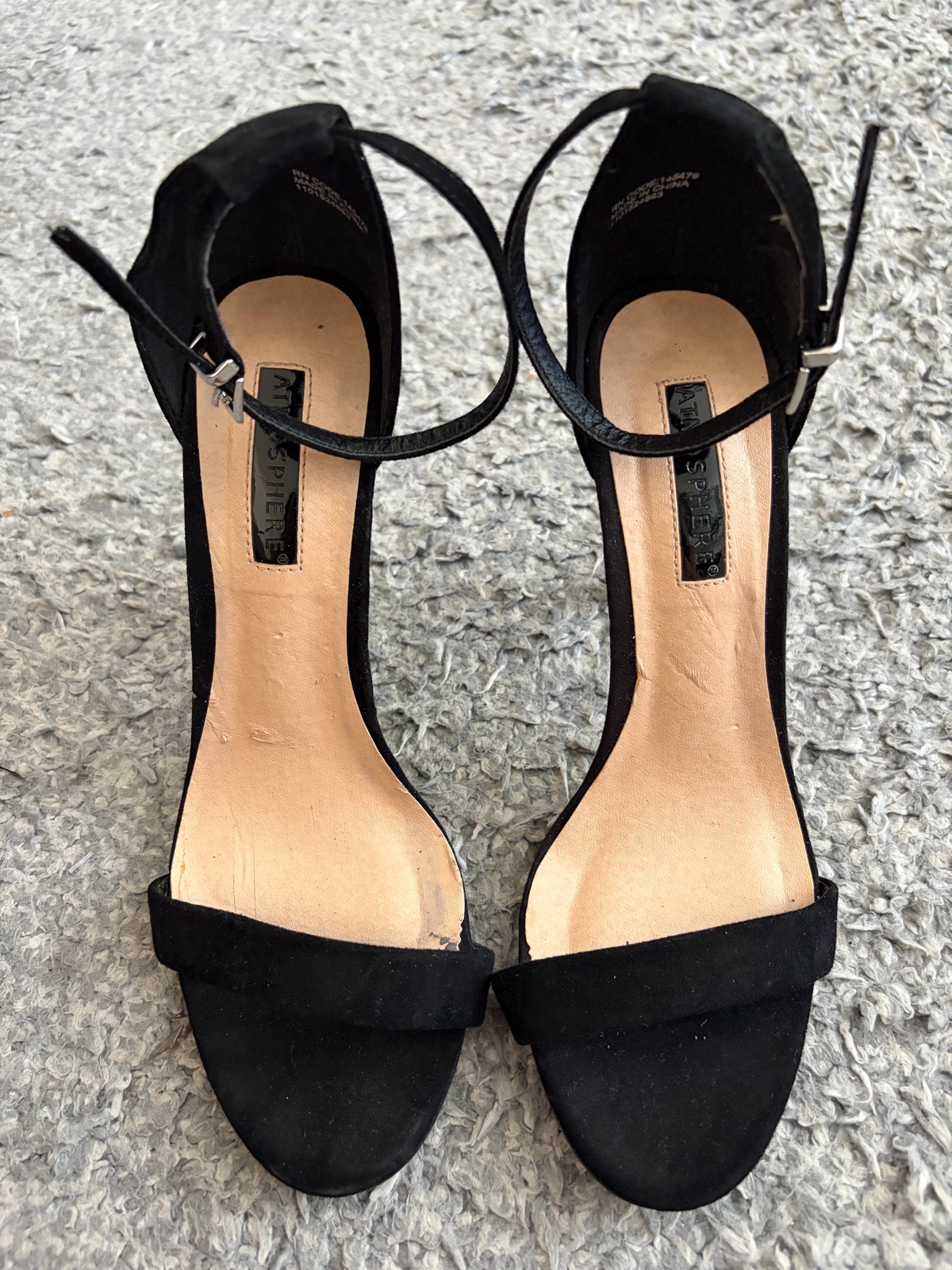 Atmosphere Black Suede-Effect Strappy Heels – Size UK 5 / EU 38