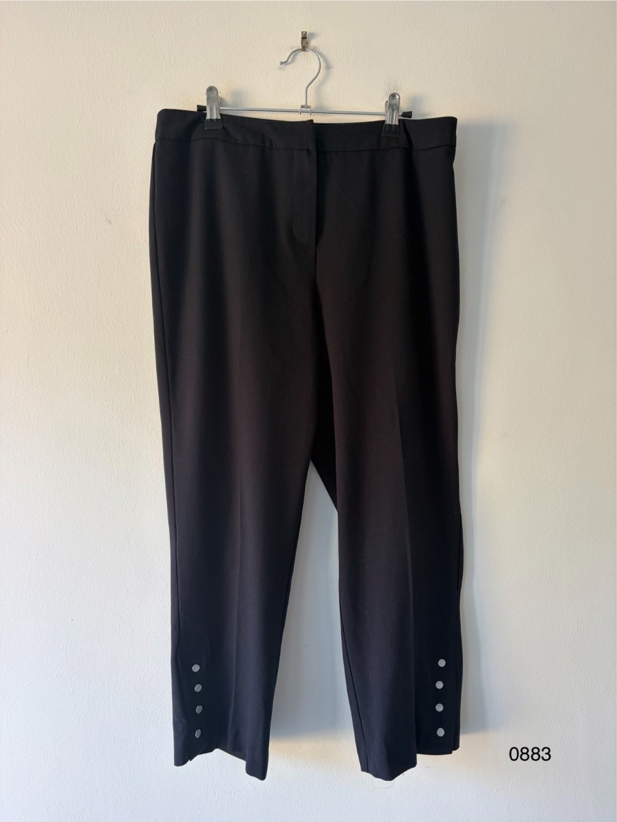 Kaleidoscope Black Cropped Trousers with Button Hem Detail – UK 12 / EU 40