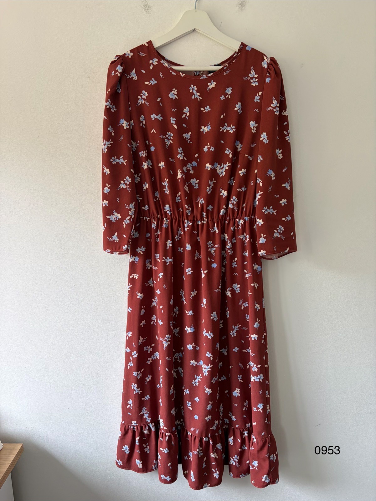 NATIV Rust Red Floral Midi Dress – Size 12 / EU 40