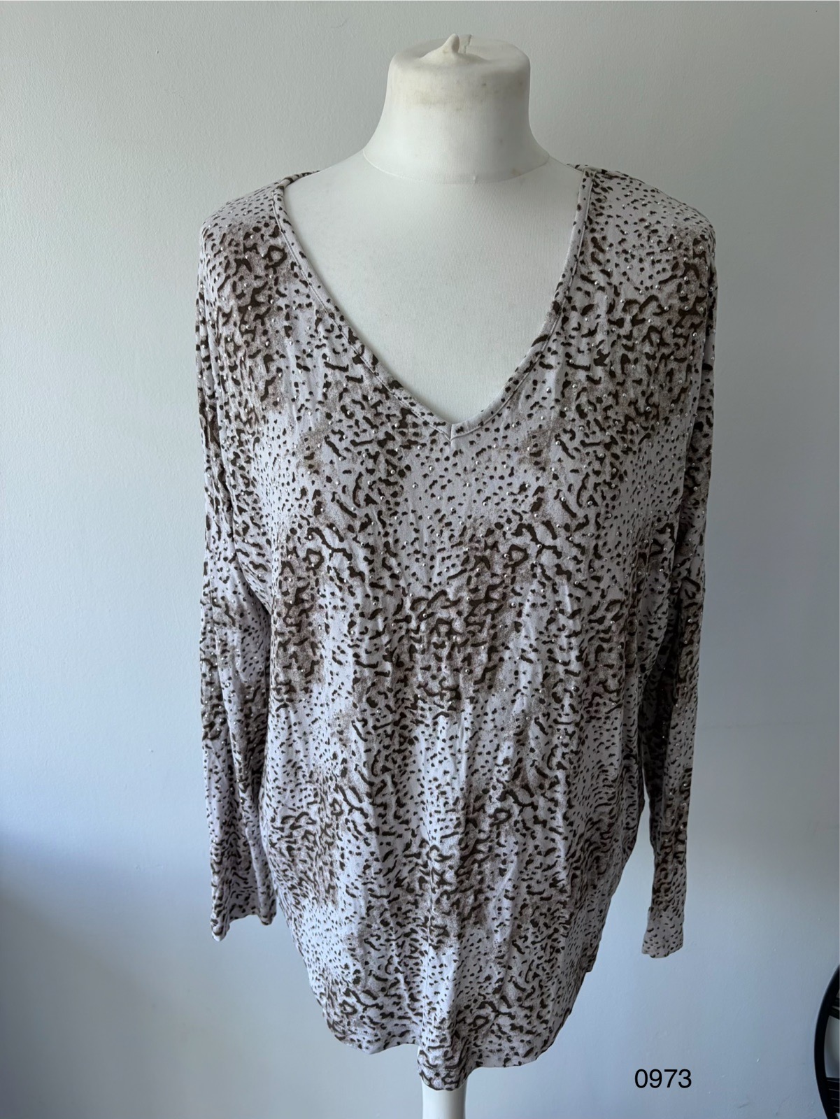 NEXT Animal Print Embellished Long Sleeve Top – Size M \(UK 12–14\)