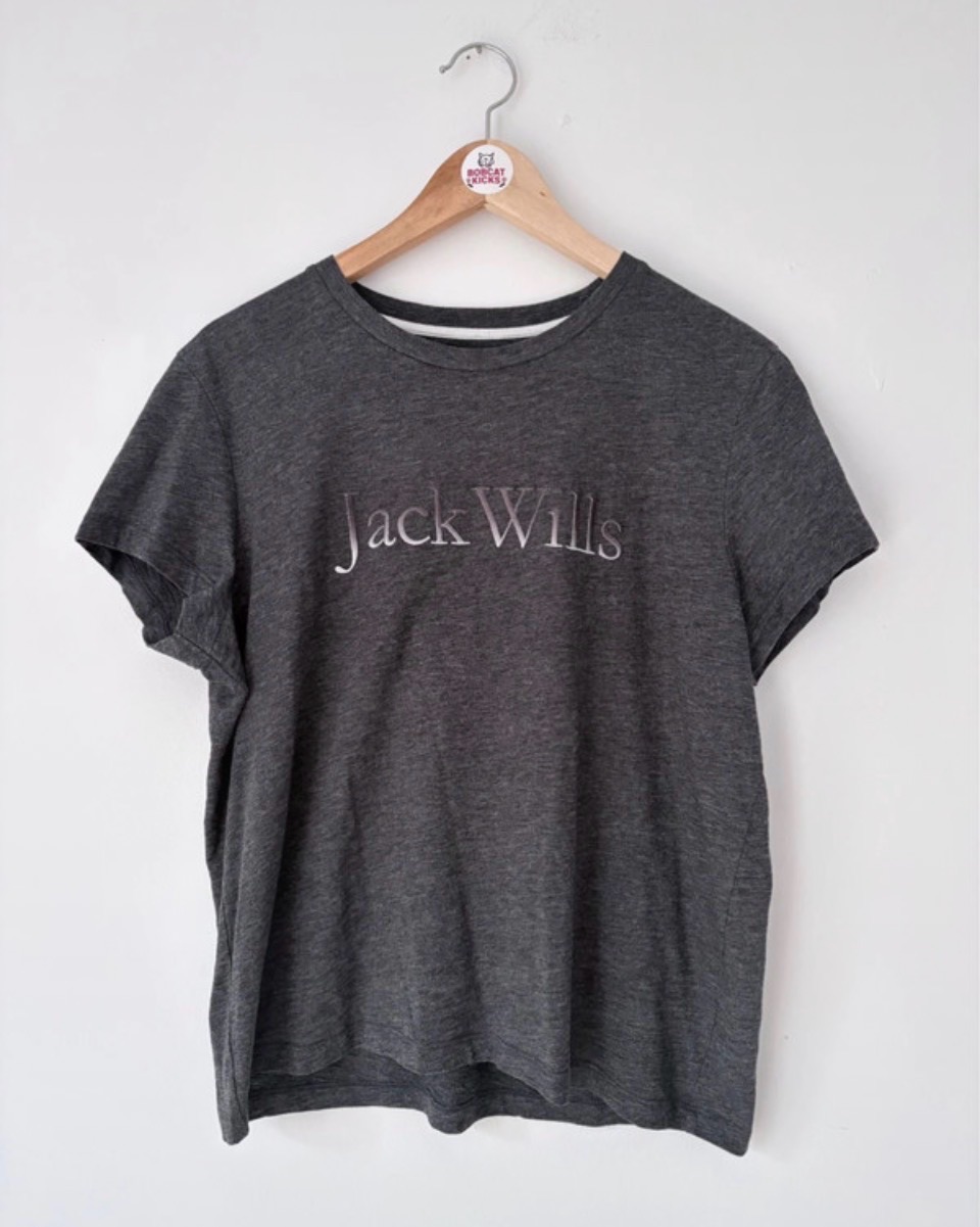 Jack Wills Grey logo T-Shirt Women's Size 12 Excellent Condition