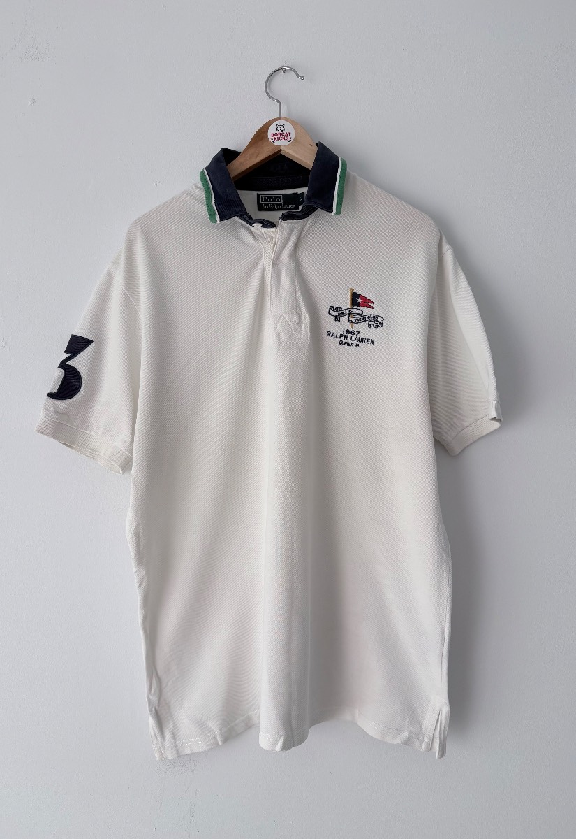 Ralph Lauren Vintage Men's Polo "Yacht Club 1967 Q. Pier 18 Flag" Size L Excellent Condition
