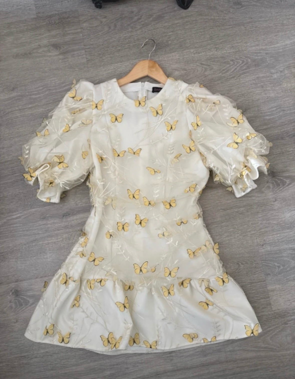 Handmade mini dress with butterfly detail