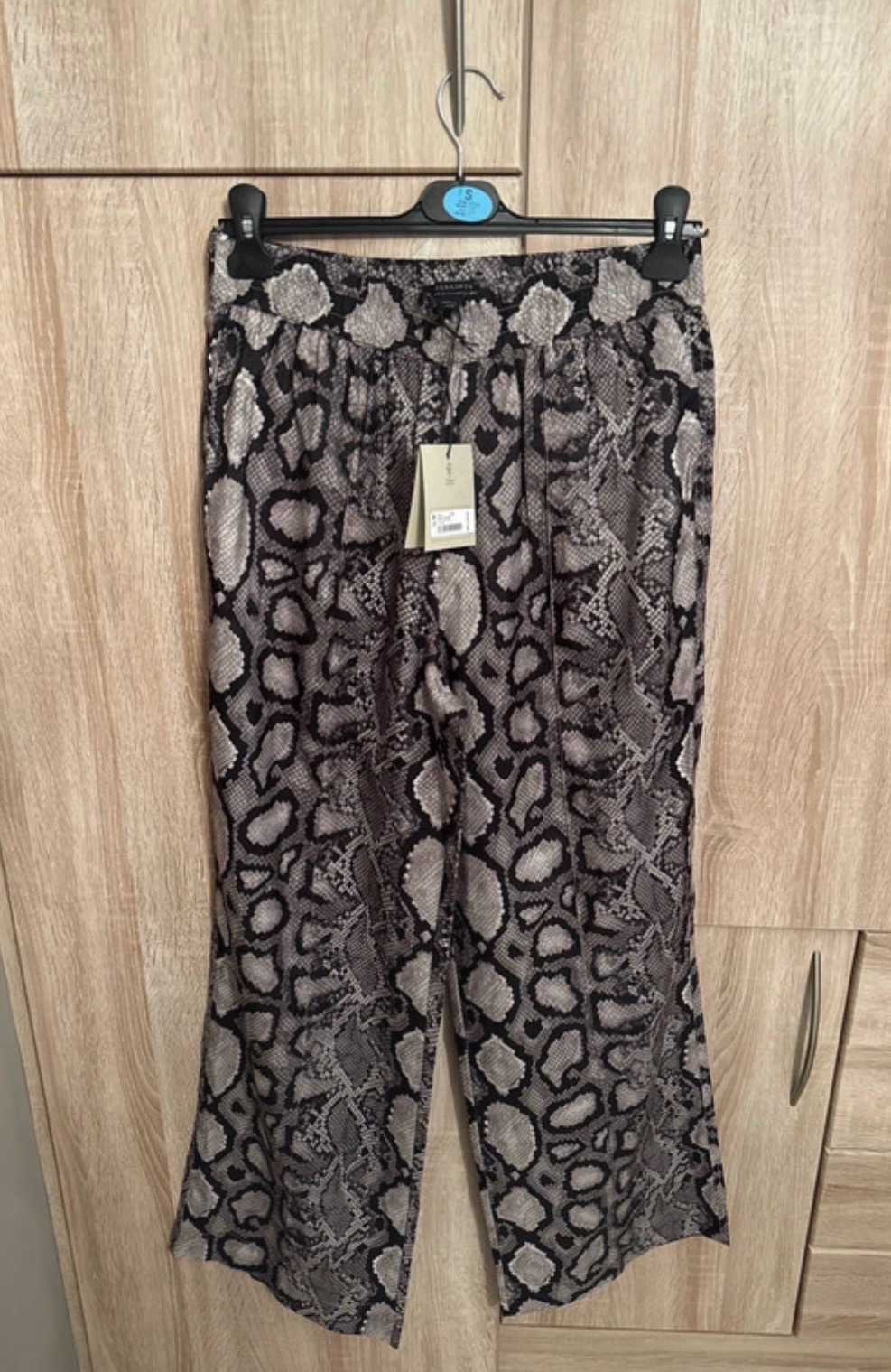 Allsaints snake print wide leg trousers size 10 NWT