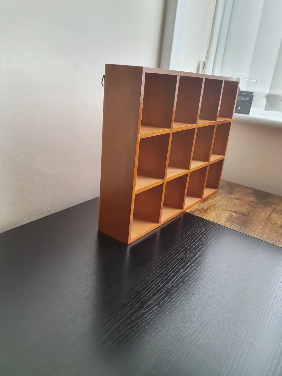 12 Compartment ( 9 x 9 cm) Wood Storage Box - Wood Organizer with Open Shelves