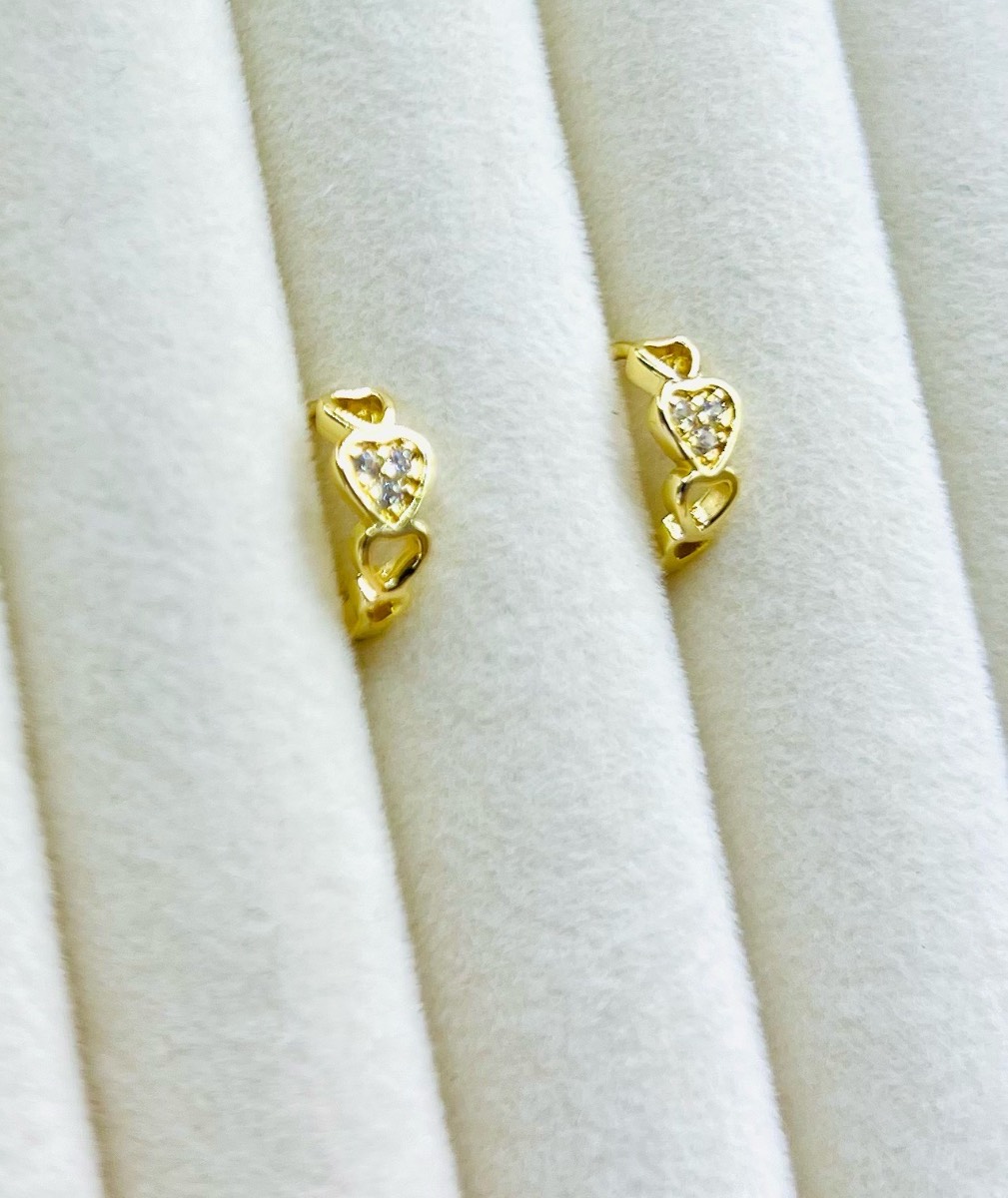 18ct gold plated heart cubic zirconia hoop earrings