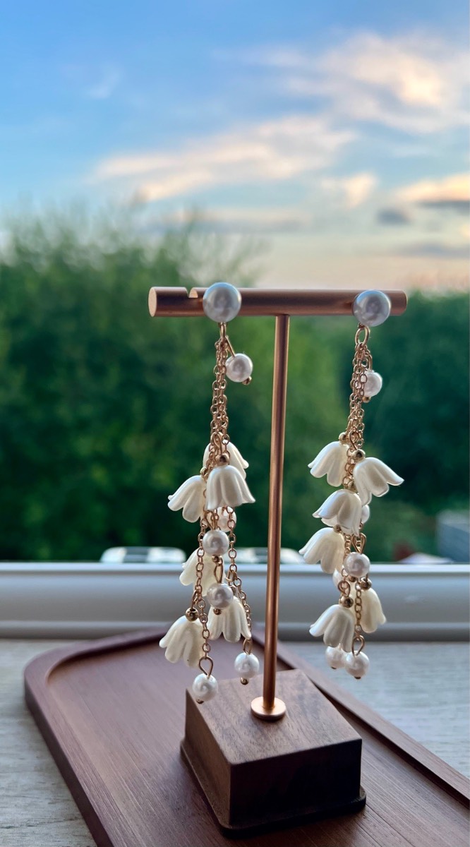 Lily of the Valley summer earrings pearl ladies free gift box