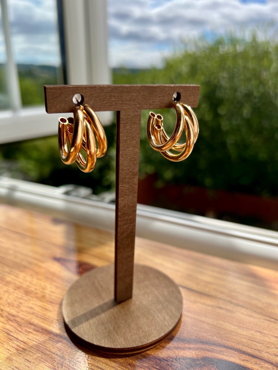Gold plated multi round hoop earrings summer essential free gift box