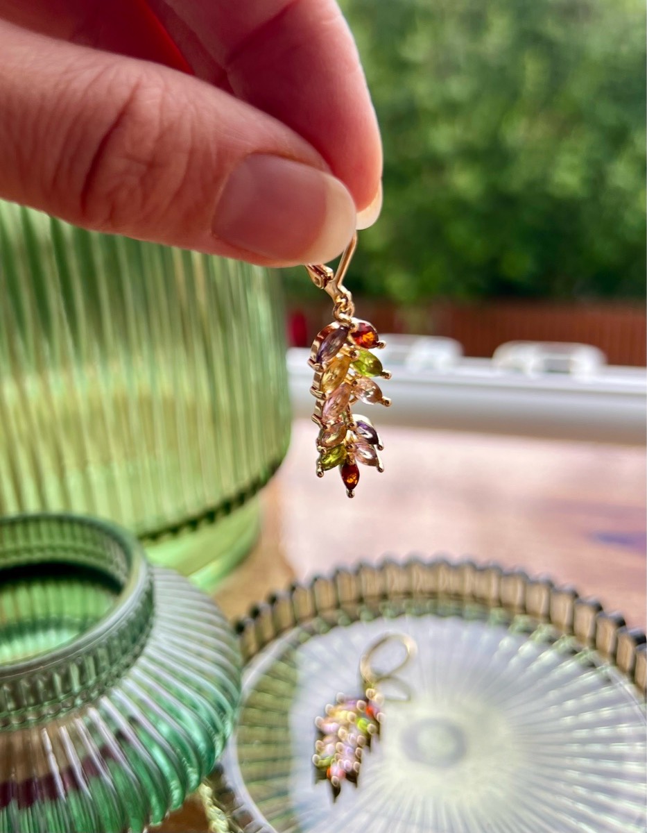 Valley leafs cubic zirconia 9ct gold plated summer earrings